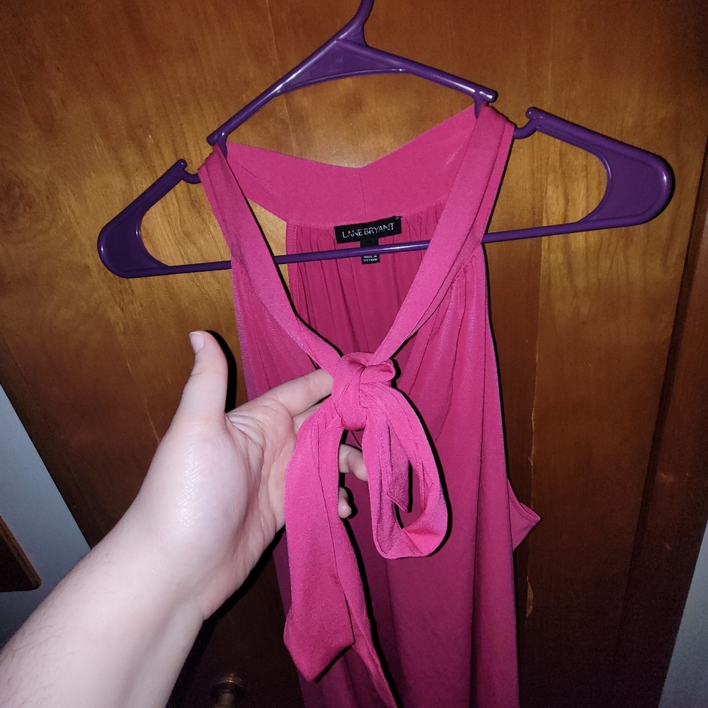 Lane Bryant Pink Tie Tank Top - Picture 2 of 6